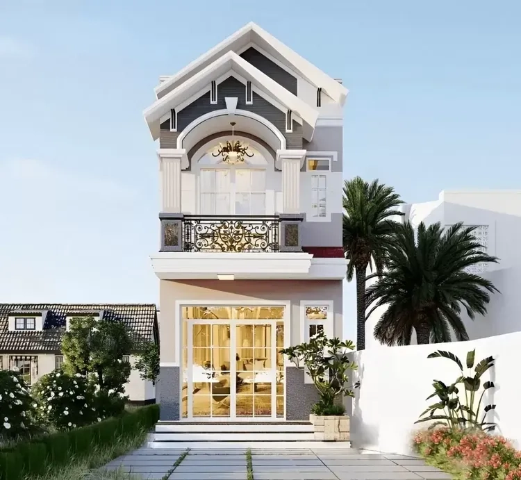 Dễ thi công nhờ bản vẽ nhà mái thái 2 tầng chi tiết