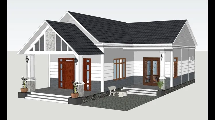 Phong cách trẻ trung từ mẫu nhà mái thái chữ l hiện đại