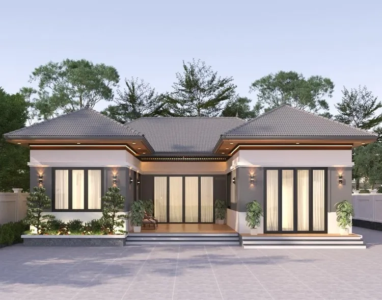 Ấn tượng đầu tiên từ nhà mái thái chữ u mặt tiền đẹp