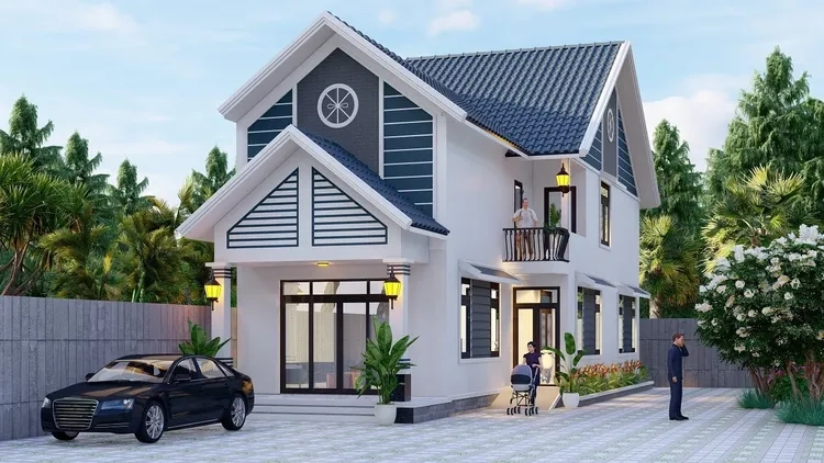 Thiết kế tinh tế tôn vẻ đẹp nhà mái thái có gác lửng