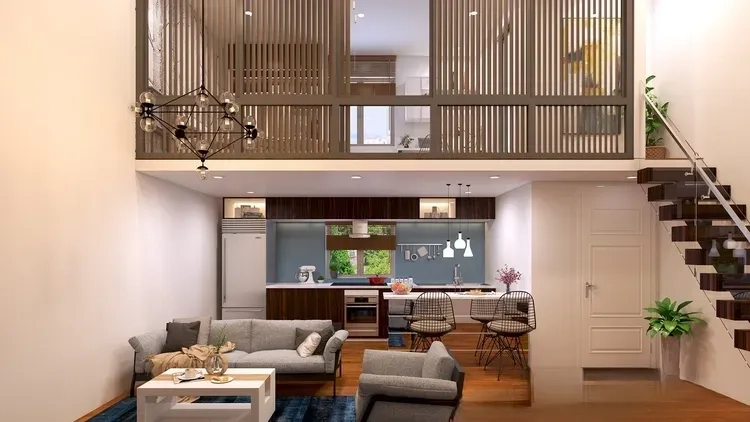 Bố cục hợp lý cho nhà mái thái có gác lửng 1 tầng