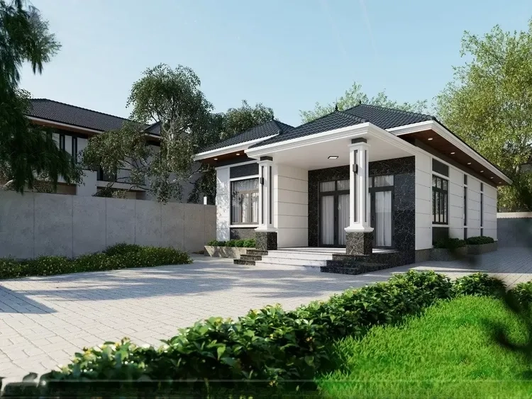 Trải nghiệm sống xanh cùng nhà mái thái hiện đại sân vườn