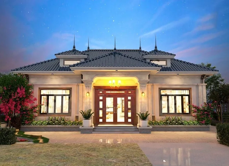 Không gian rộng rãi nhờ nhà mái thái mới 2 tầng