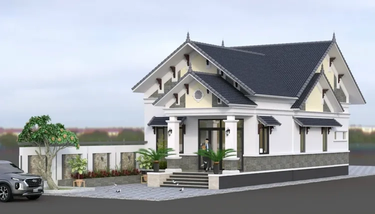 Tăng không gian sử dụng với nhà mái thái mới có gác lửng