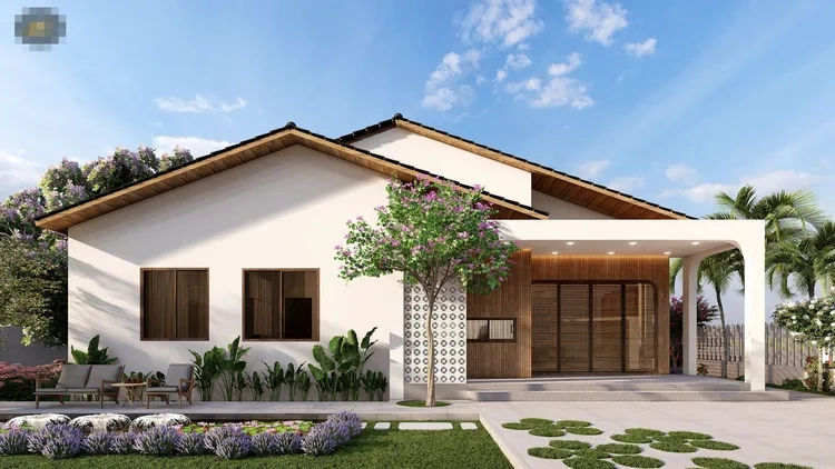 Bố cục linh hoạt với nhà mái thái nông thôn chữ l