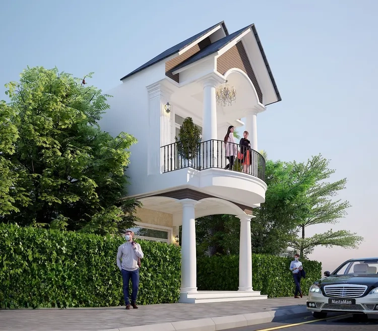 Mẫu nhà mái thái tân cổ điển 2 tầng bền vững