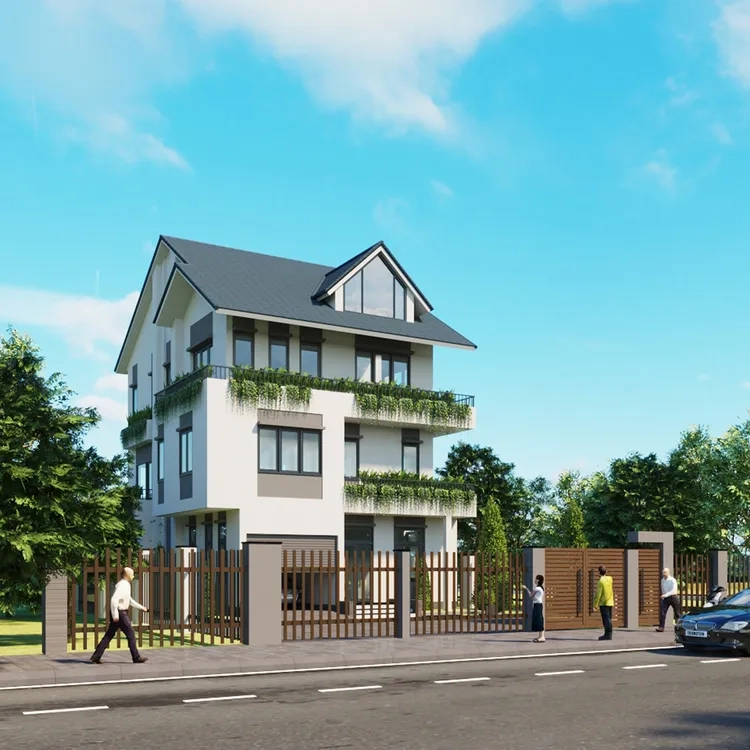 Thiết kế nhà mái thái vuông cân đối đẹp bền theo thời gian