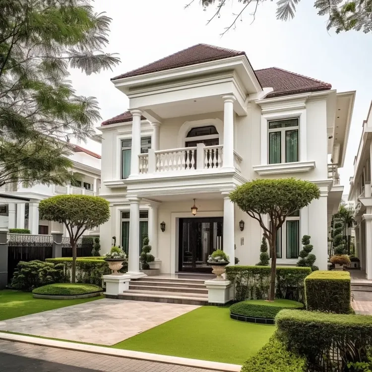 Vẻ đẹp tinh tế từ nhà mái thái vuông tân cổ điển