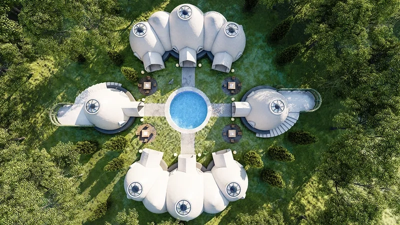 Bản phối cảnh nhà vòm tối giản đẹp