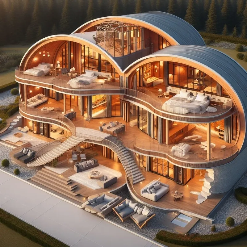 Mẫu phối cảnh ngoại thất nhà vòm