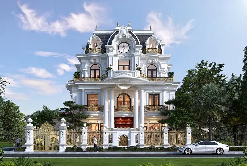 Thiết kế mặt tiền biệt thự Mansard sang trọng và tinh tế