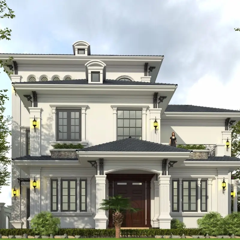 Phong cách mặt tiền biệt thự Mansard nổi bật và sang trọng