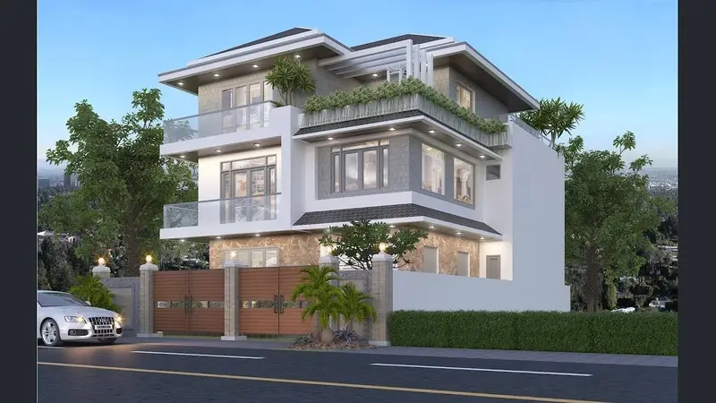 Mặt tiền biệt thự Mansard nghệ thuật đầy cảm hứng