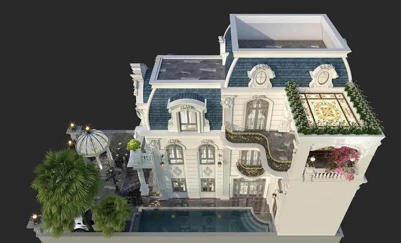 Nhà mái Mansard có tầng áp mái tối ưu không gian sống