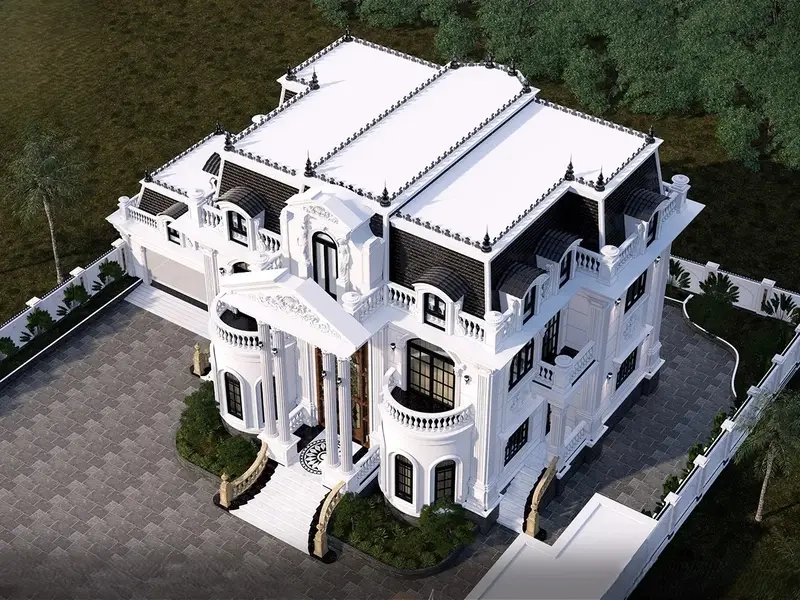 Nhà mái mansard kiểu Pháp cao cấp nổi bật