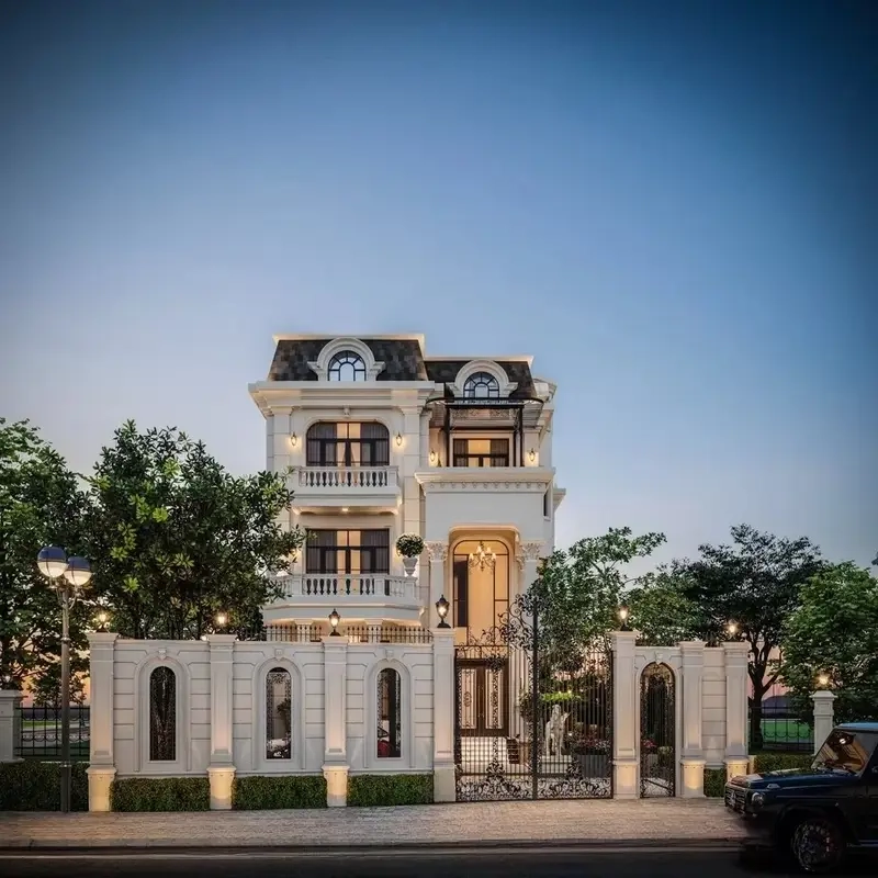 Nhà mái Mansard sang trọng nhà phố thời thượng