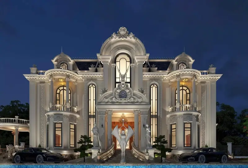 Nhà mái Mansard sang trọng tân cổ điển đẹp