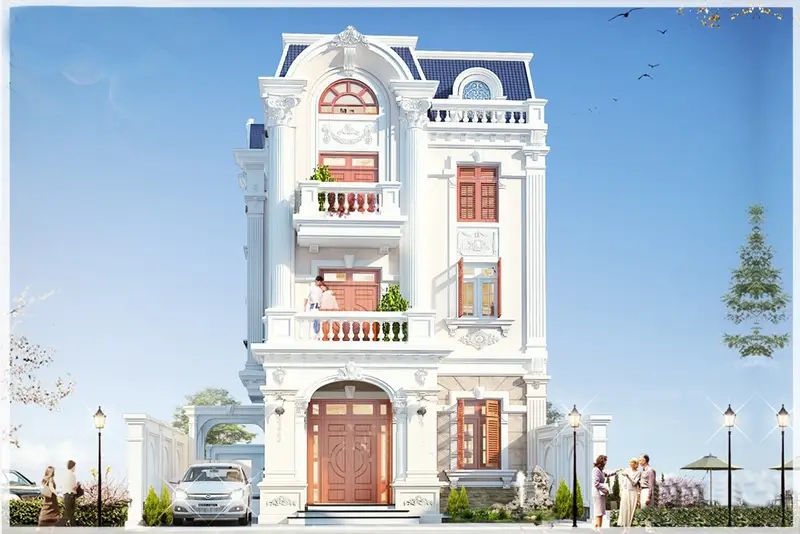 Ảnh nhà phố mái Mansard thẩm mỹ hài hòa tổng thể