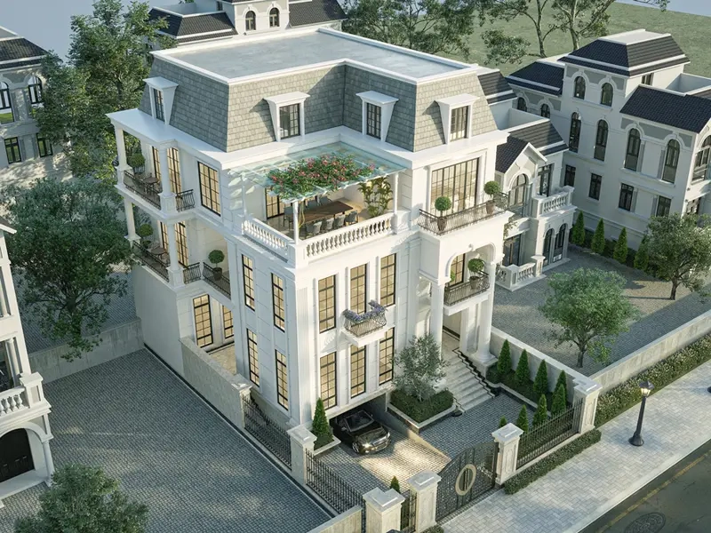 Phối cảnh nhà mái Mansard mang vẻ đẹp hài hòa và cuốn hút