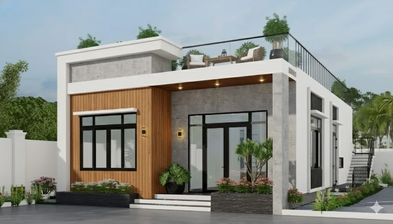 Chọn Nhà cấp 4 mái bằng có sân thượng tiện nghi