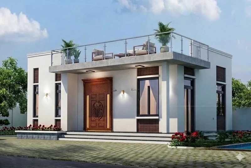 Nhà cấp 4 mái bằng có sân thượng tiết kiệm chi phí