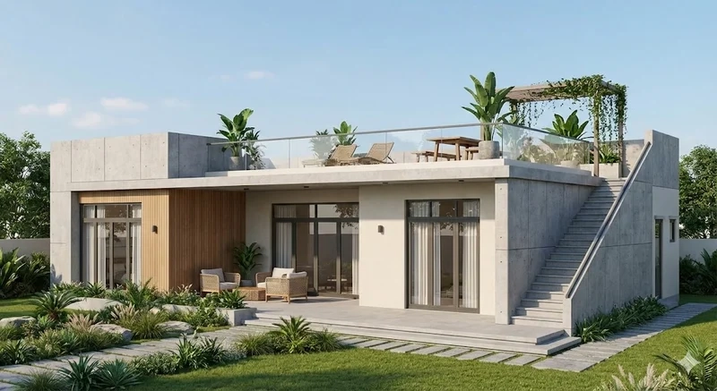 Lựa chọn Nhà cấp 4 mái bằng có sân thượng thông minh