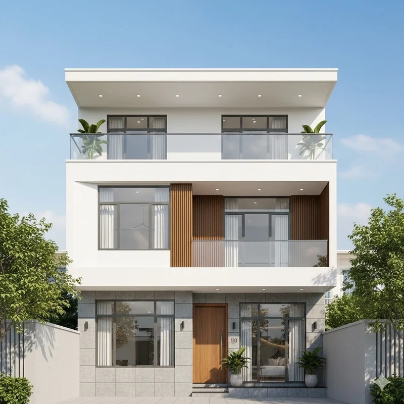 Nhà phố mái bằng hiện đại thông thoáng tiện nghi