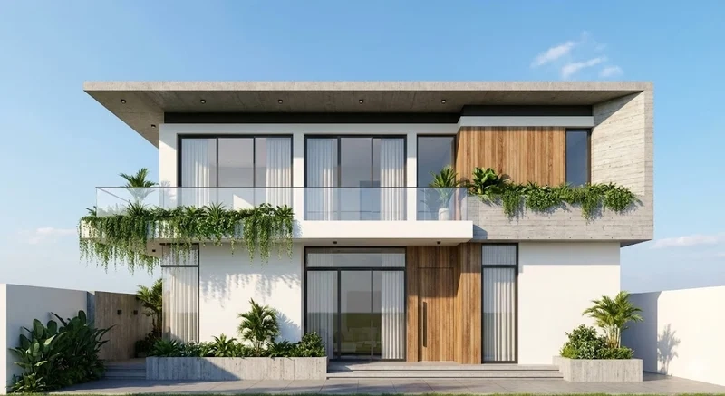 Mẫu Nhà phố mái bằng hiện đại đẹp tinh tế